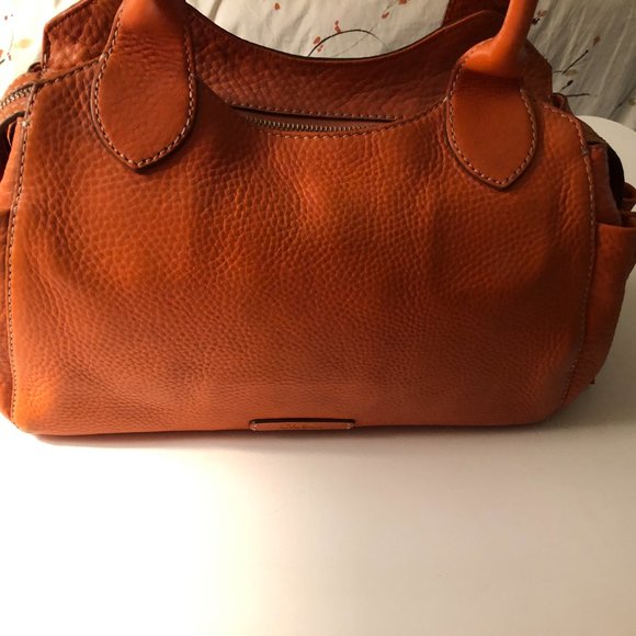 Cole Haan Orange Pebble Leather Satchel - Picture 5 of 8